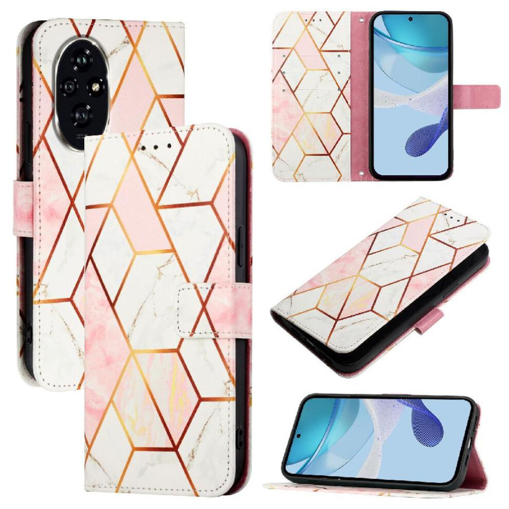 (Rose ) Case For Honor 200 5G Pu Leather Wallet Marble Pattern Kickstand Gold 764563586660