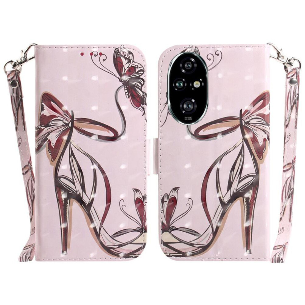 (C6) 3D Painted Protective Case For Honor 200 Pro 5G Card Slots Pu Leather Wallet Magnetic Closure Lanyard 764563586745