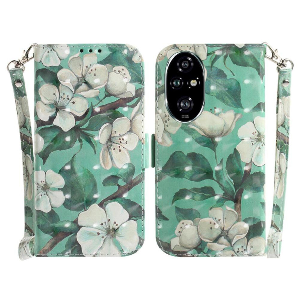 (C11 ) 3D Painted Protective Case For Honor 200 Pro 5G Card Slots Pu Leather Wallet Magnetic Closure Lanyard 764563586790