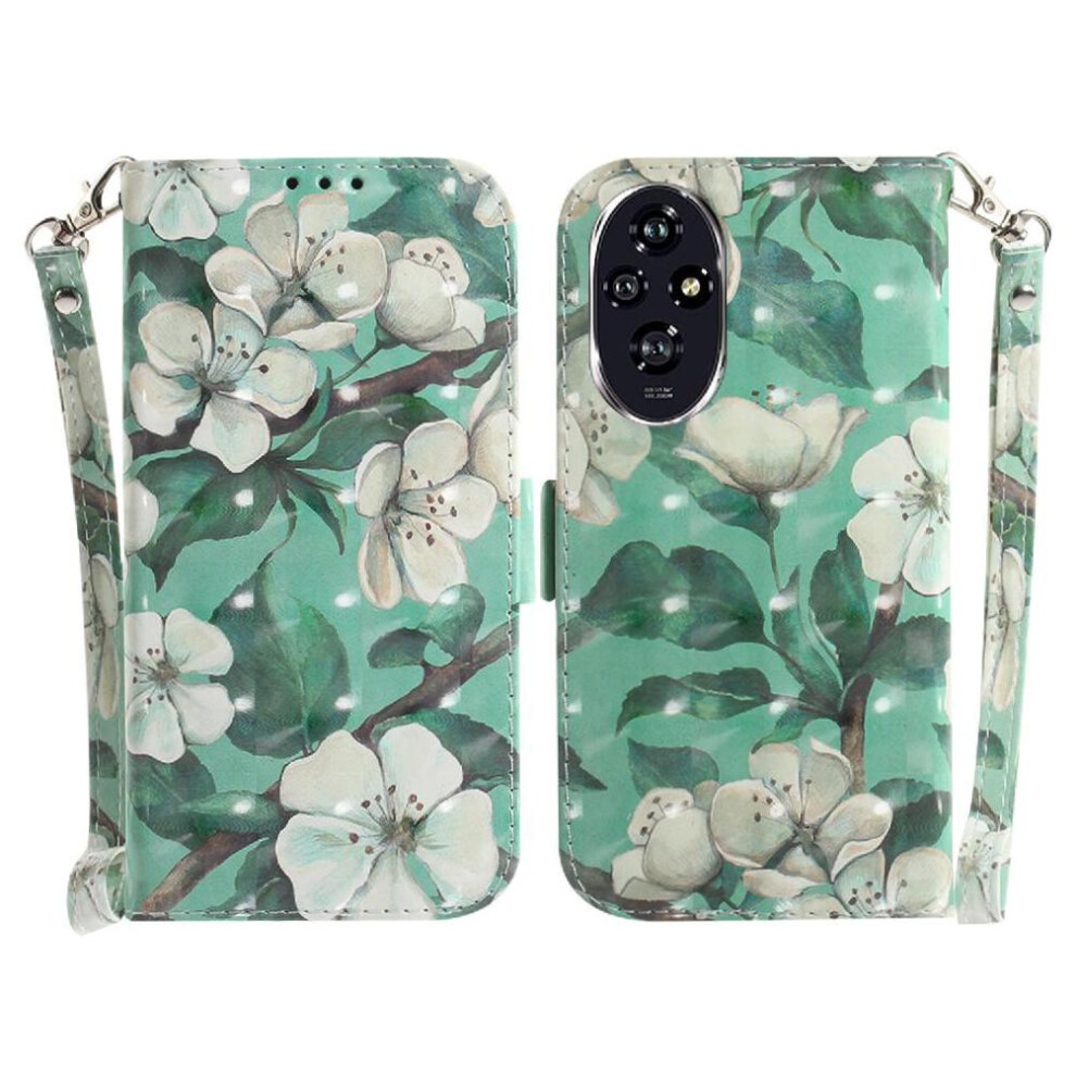 (C11 ) 3D Painted Protective Case For Honor 200 5G Wallet Lanyard Pu Leather Card Slots Magnetic Closure 764563586912