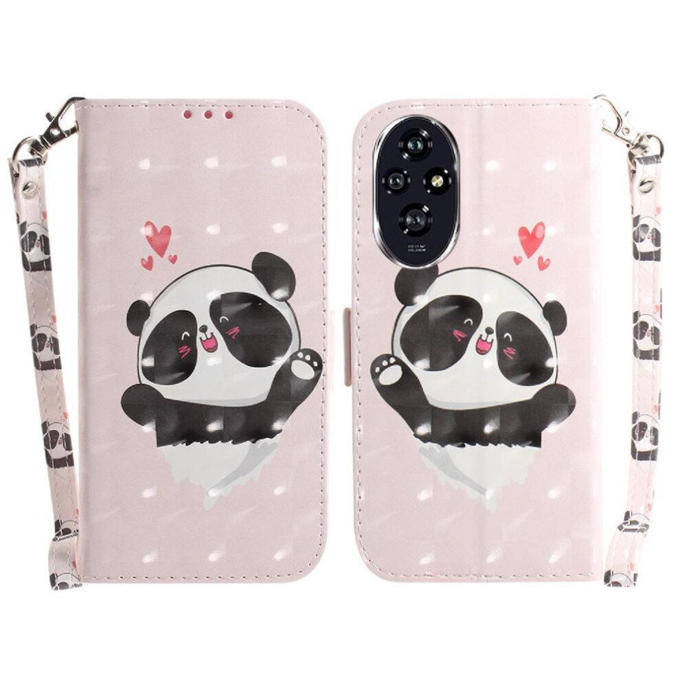 (C7 ) 3D Painted Protective Case For Honor 200 5G Wallet Lanyard Pu Leather Card Slots Magnetic Closure 764563586875