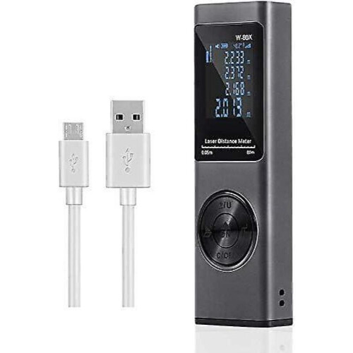 80m Laser Rangefinder, USB Rechargeable Digital Laser Meter, LCD Backlight, Electronic Angle, Measur
