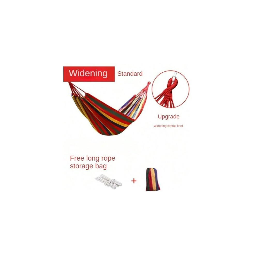(Red Adult) New Creative Canvas Single Hammock Outdoor Courtyard Sleeping Hammock Camping Indoor Children's Swing Thick Striped Hammock-image-OPC-PHM7GHD-NEW