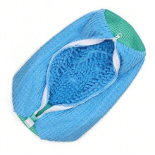 (1PC Blue) Shoe Washing Machine Bag Laundry Washer Dryer Reusable All Shoe Types Sizes Zipper Closure Padded Fluffy Fibers Sneaker Cleanin