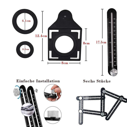 Multi-angle Measuring Ruler with Positioning Hole-6 Sided Aluminum Alloy Angle Template Tool-templat 2