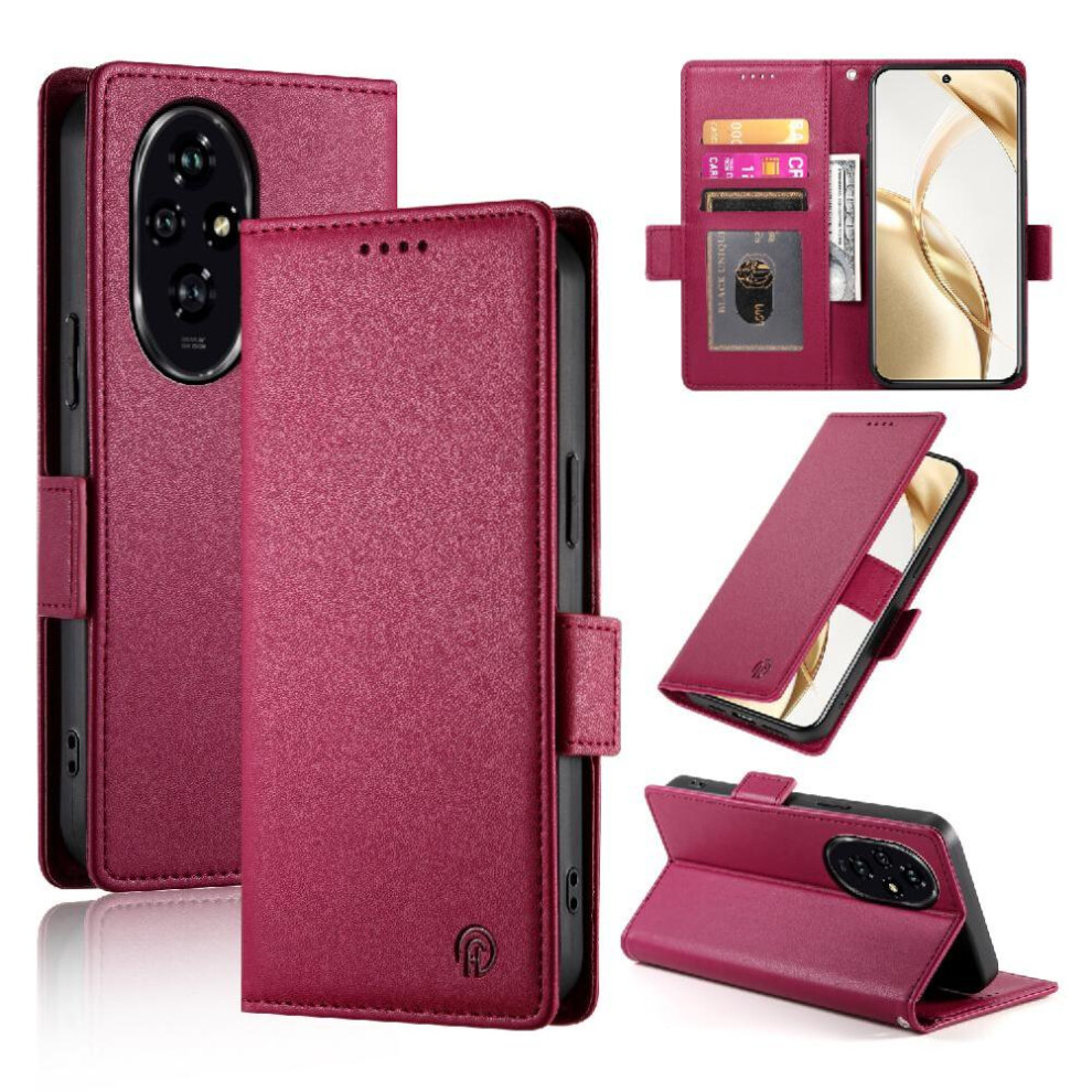 (Red) Flip Case For Honor 200 Business Wallet Card Slots Daily Use Flip Red 764563588565