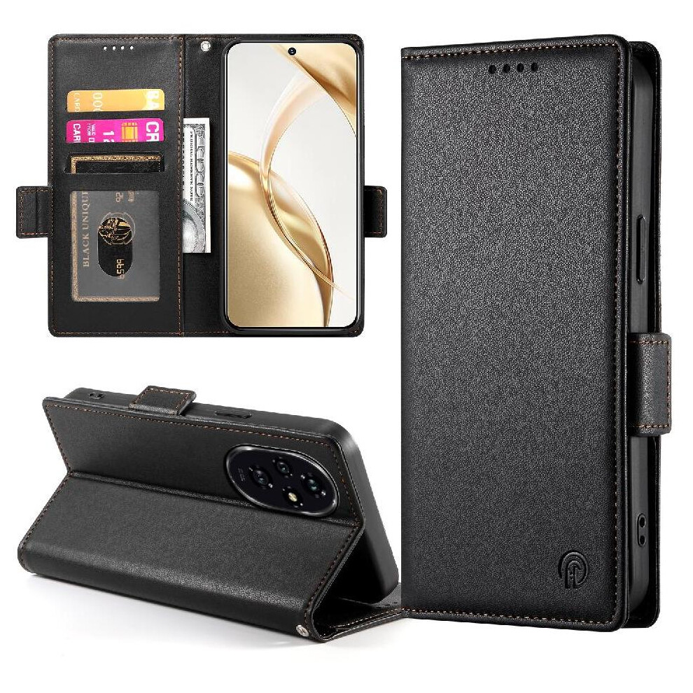 (Black) Flip Case For Honor 200 Business Wallet Card Slots Daily Use Flip Black 764563588558