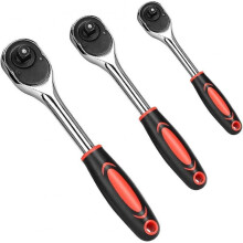 3 Piece Socket Wrench Set 1/4 ", 3/8", 1/2 "Professional High Quality Drive Ratchet Wrench Tool with