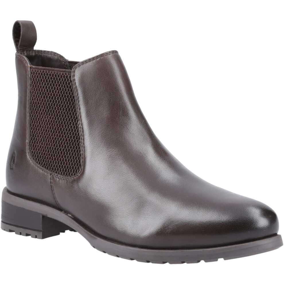 (Brown, 6 (Adults')) Hush Puppies Sammie Leather Women's Brown Flat Chelsea Boots