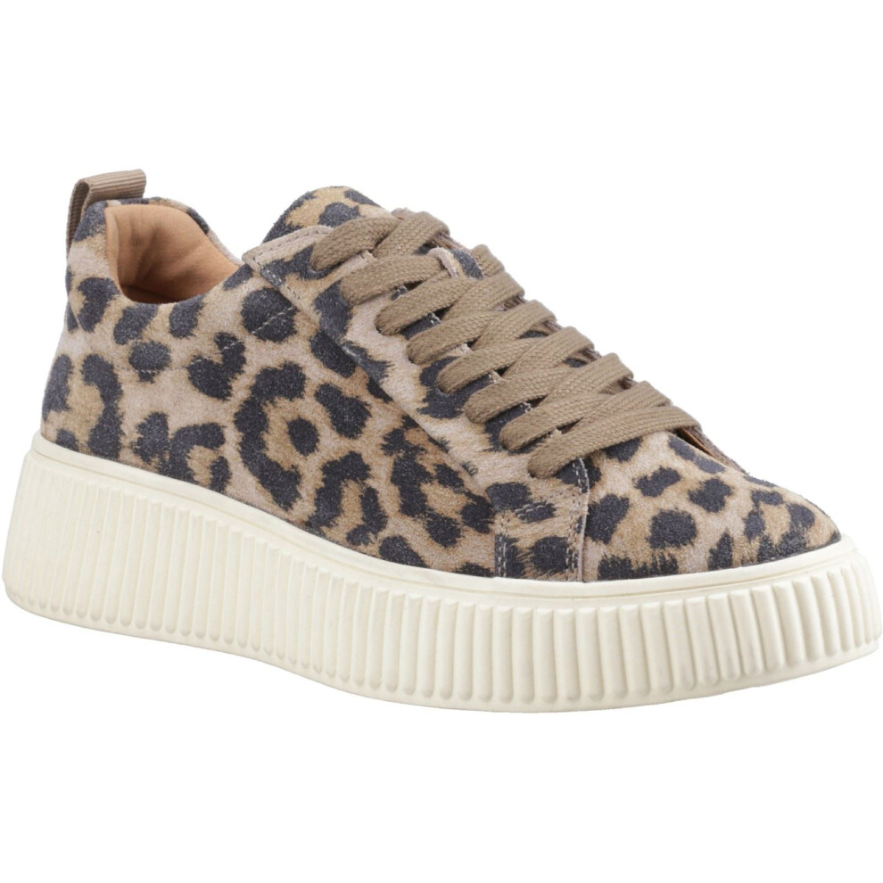 (Brown, 7 (Adults')) Hush Puppies Harlow Suede Suede Women's Leopard Trainers