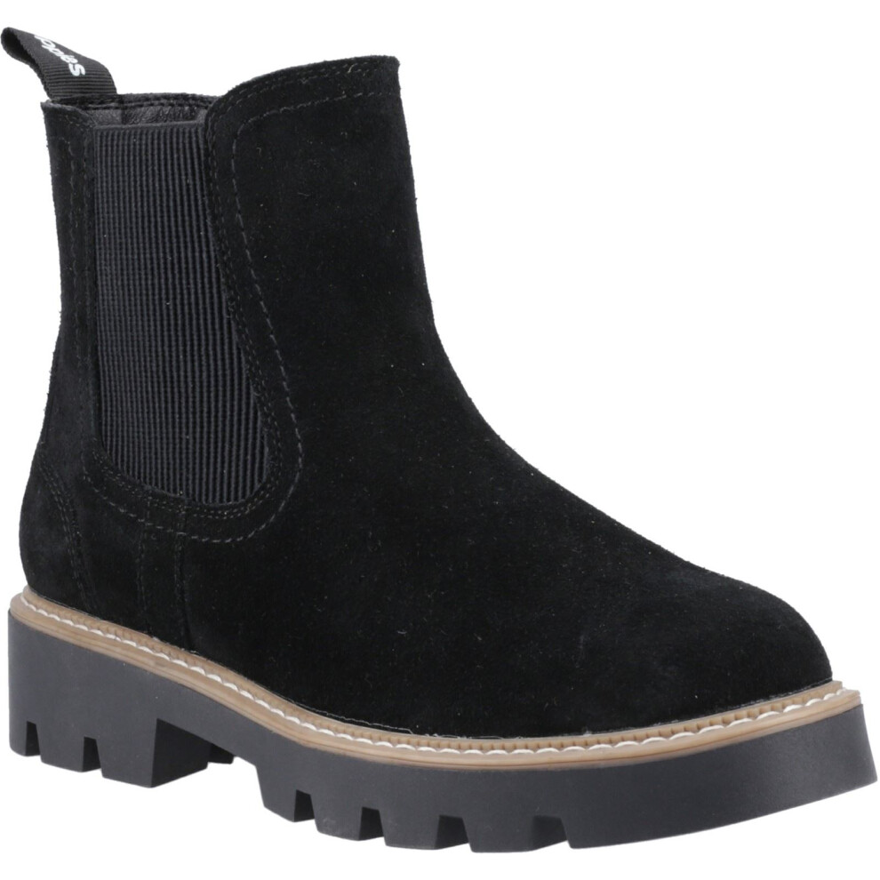(Black, 4 (Adults')) Hush Puppies Aofie Suede Women's Black Flat Chelsea Boots
