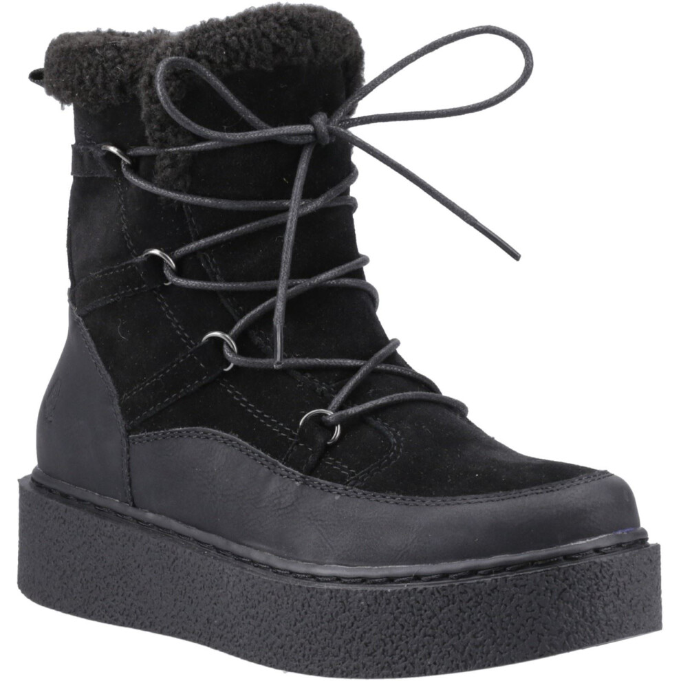 (Black, 3 (Adults')) Hush Puppies Bronte Suede Women's Black Winter Mid Calf Boots