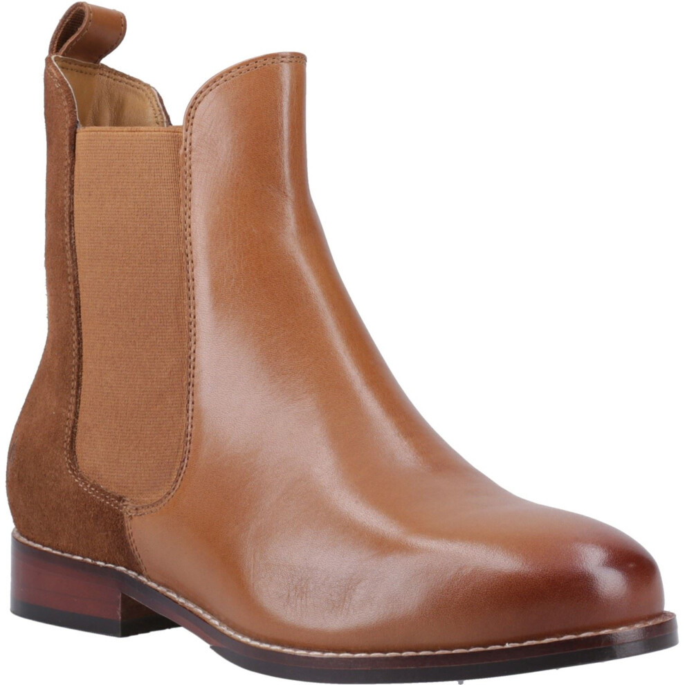 (Brown, 3 (Adults')) Hush Puppies Colette Leather Women's Tan Flat Chelsea Boots
