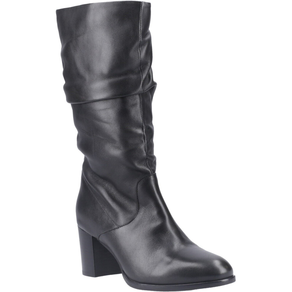 (Black, 3 (Adults')) Hush Puppies Cosima Leather Women's Black Leather Heeled Knee High Boots