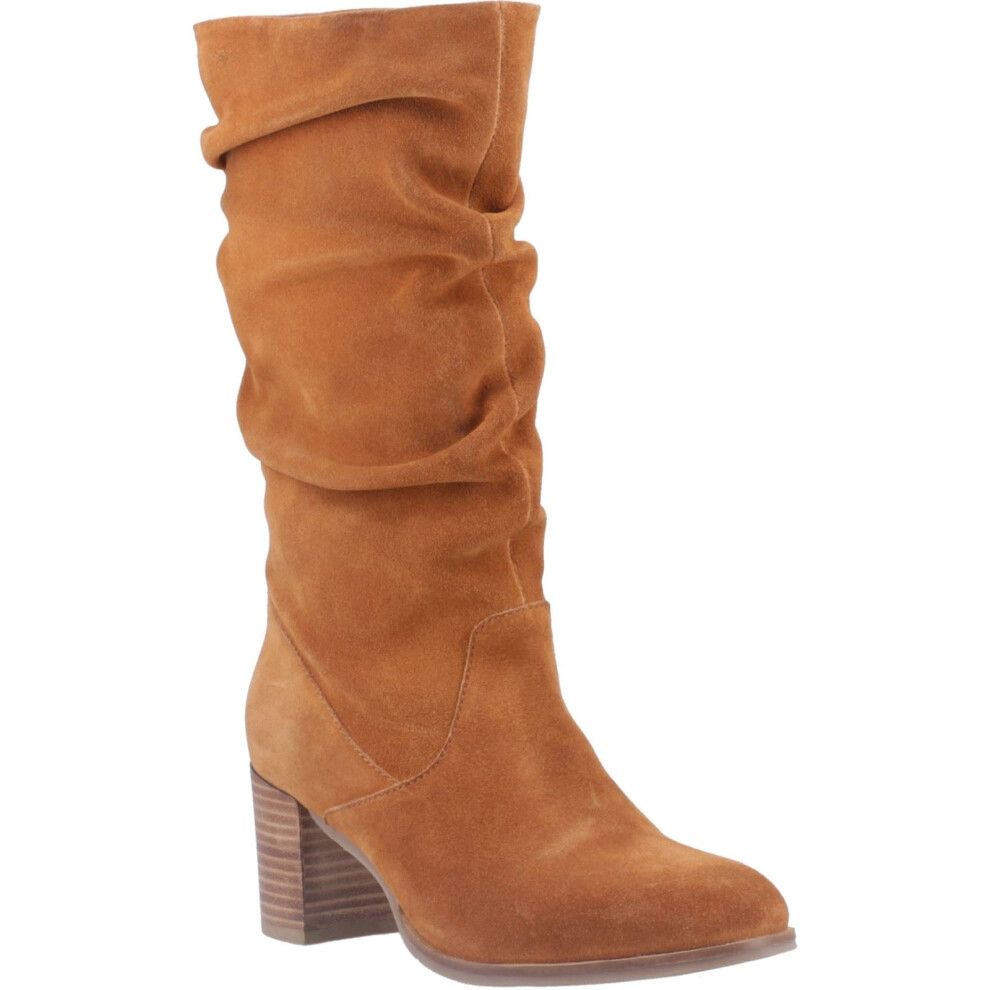 (Brown, 3 (Adults')) Hush Puppies Cosima Suede Women's Tan Heeled Knee High Boots