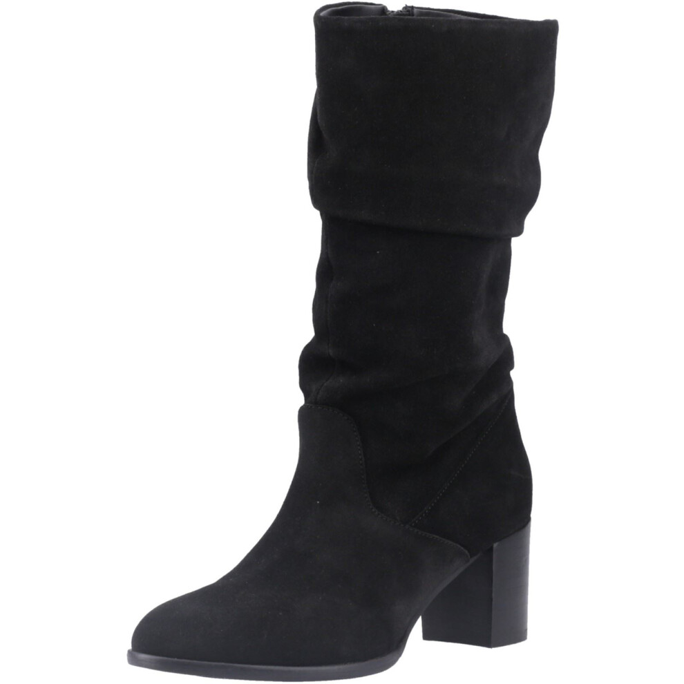 (Black, 3 (Adults')) Hush Puppies Cosima Suede Women's Black Suede Heeled Knee High Boots