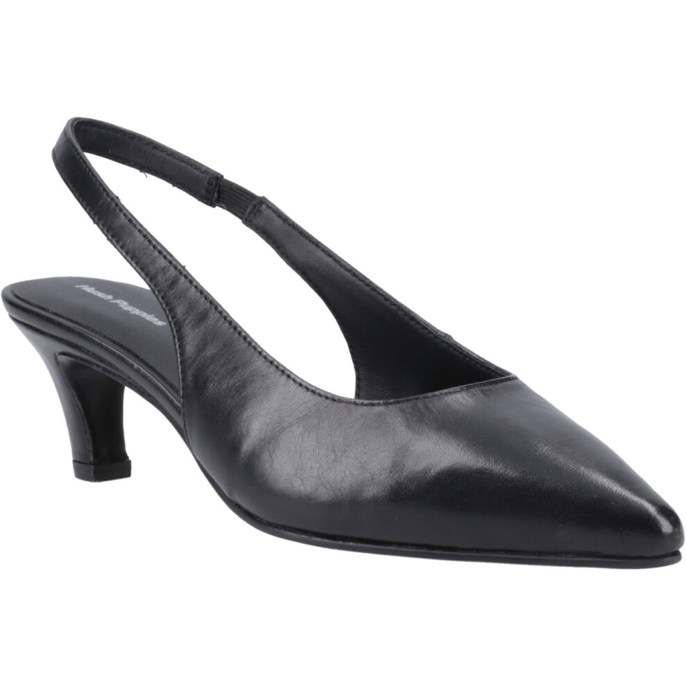 (Black, 3 (Adults')) Hush Puppies Nahla Leather Women's Black Pointy Slingback Shoes