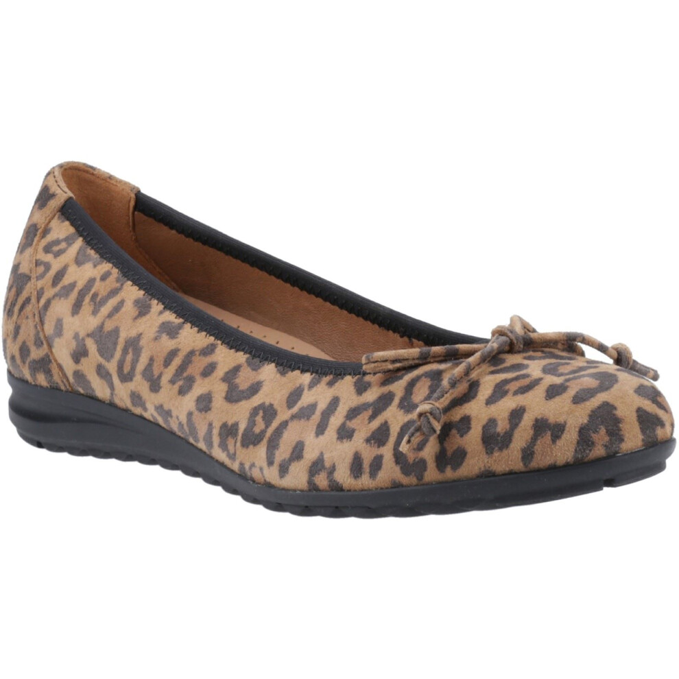 (Brown, 3 (Adults')) Hush Puppies Lucille Leather Women's Leopard Flats
