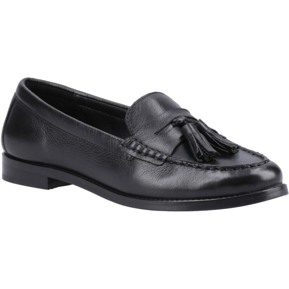 (Black, 6 (Adults')) Hush Puppies Connie Leather Women's Black Loafers