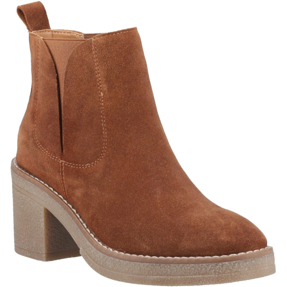 Hush Puppies (Brown, 7 (Adults')) Felicia Suede Women's Tan Heeled Chelsea Boots