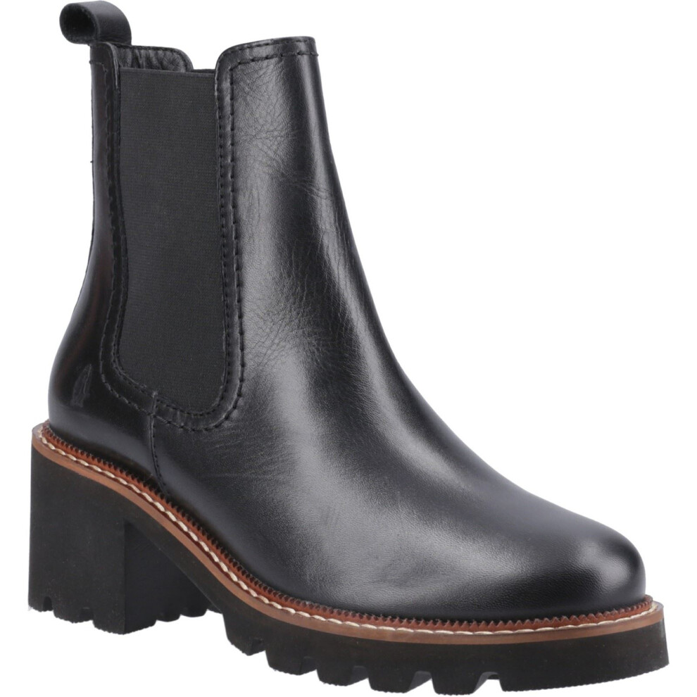 (Black, 3 (Adults')) Hush Puppies Gaia Leather Women's Black Leather Heeled Chelsea Boots