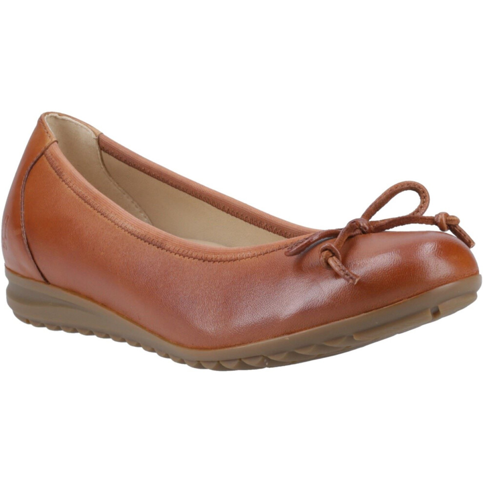 (Brown, 3 (Adults')) Hush Puppies Lucille Leather Women's Tan Flats