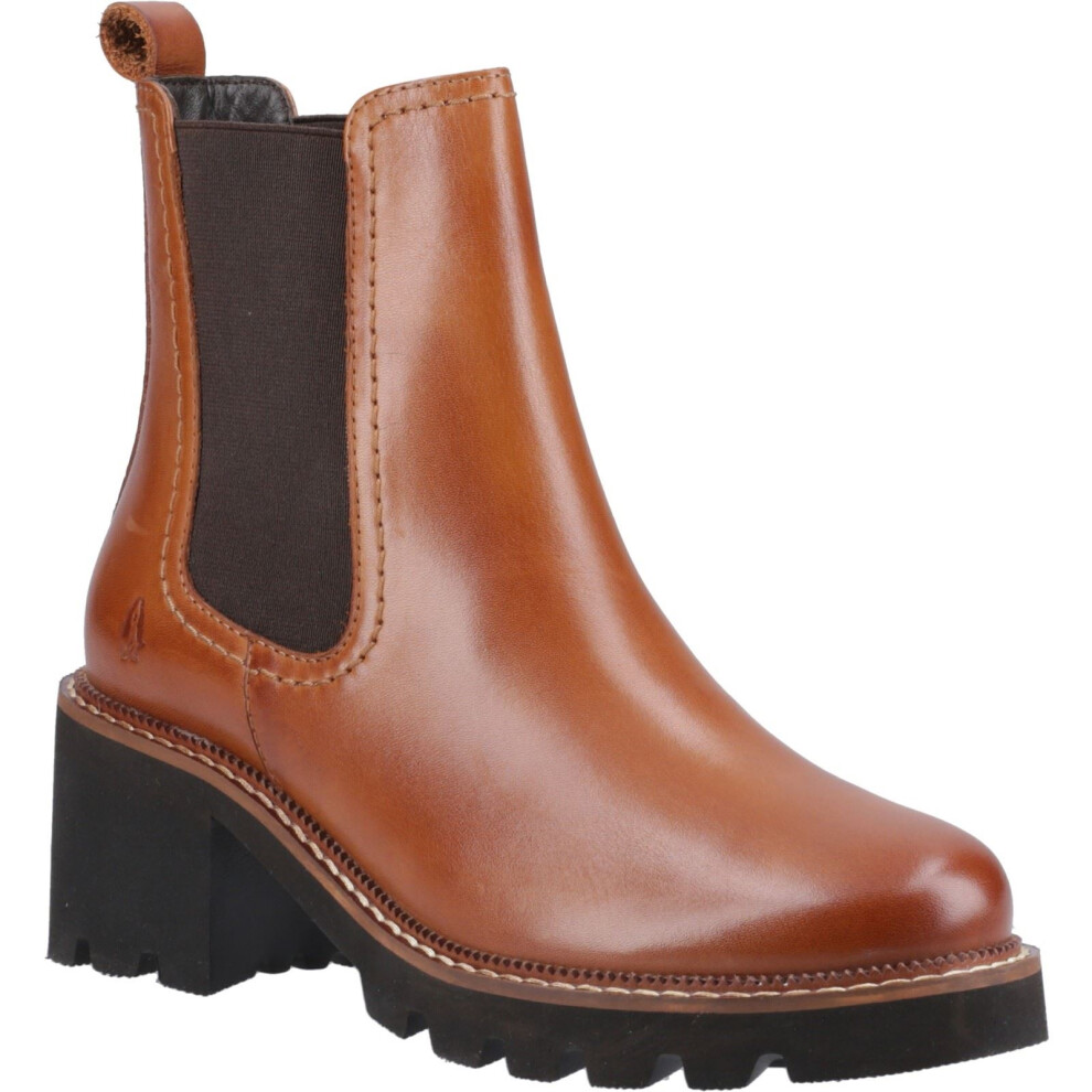 (Brown, 3 (Adults')) Hush Puppies Gaia Leather Women's Tan Heeled Chelsea Boots