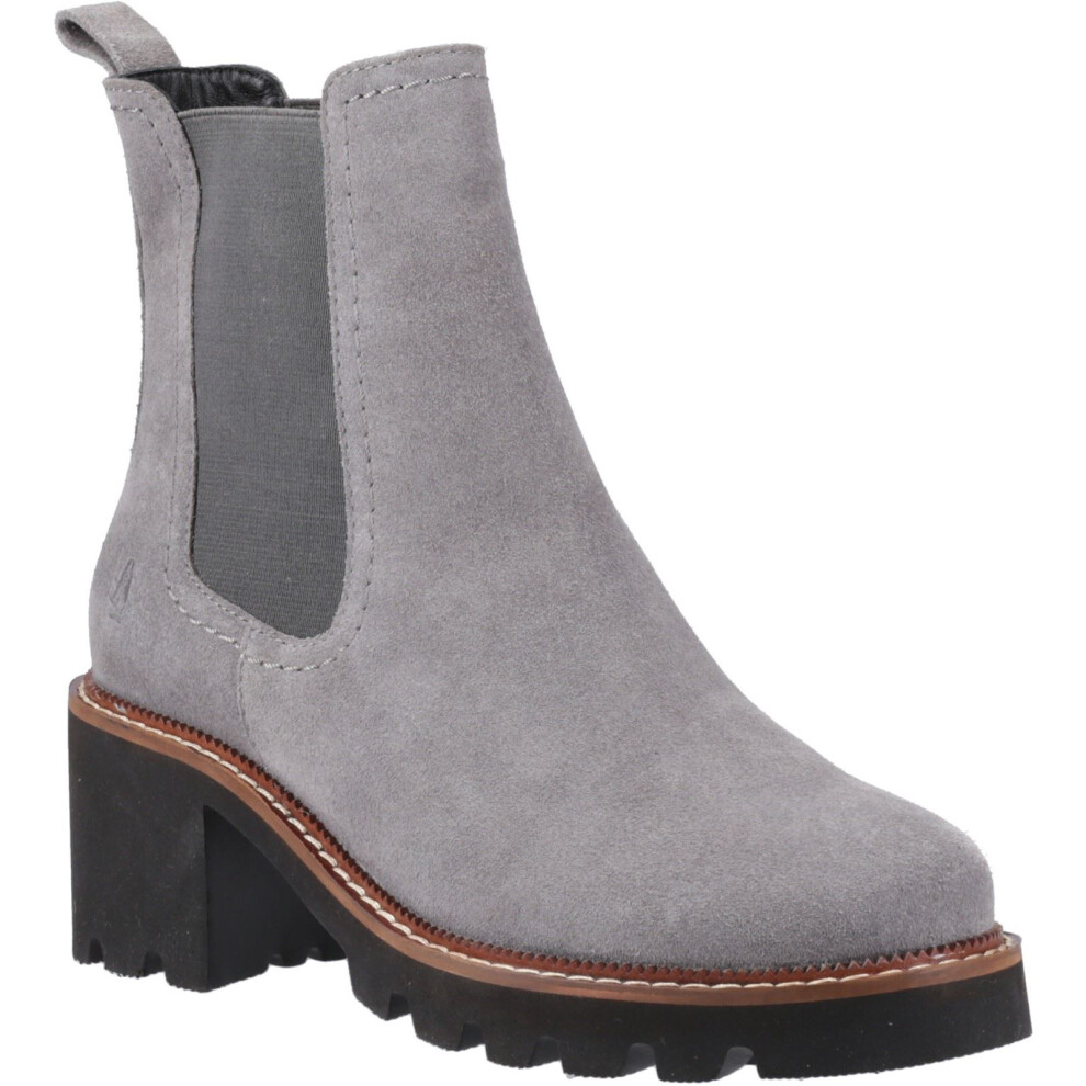 (Grey, 8 (Adults')) Hush Puppies Gaia Leather Women's Grey Heeled Chelsea Boots