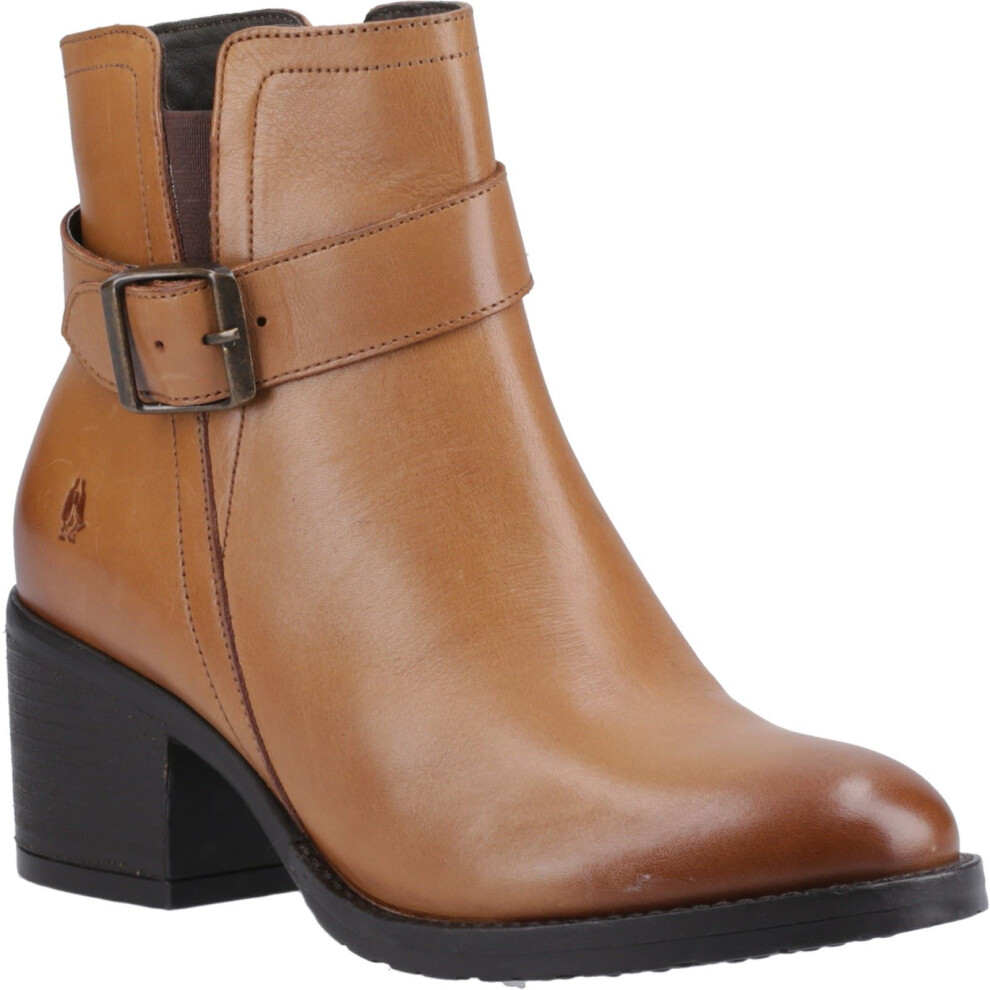 Hush Puppies Women's Brown (, (Adults')) Hensley Leather Tan Heeled Ankle Boots Size 8