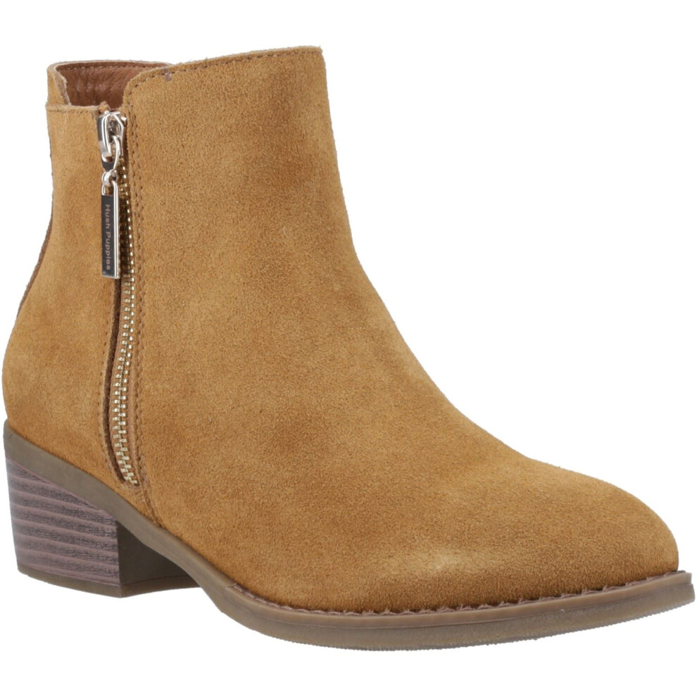 (Brown, 3 (Adults')) Hush Puppies Ingrid Suede Women's Tan Heeled Ankle Boots