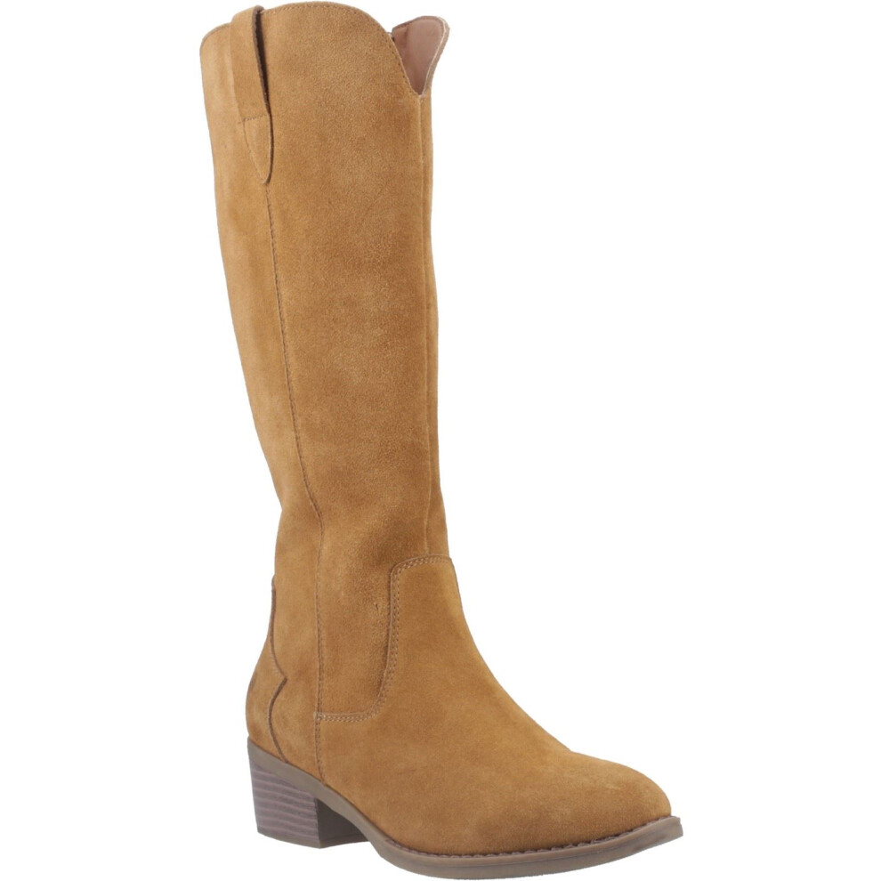 (Brown, 3 (Adults')) Hush Puppies Isabella Suede Women's Tan Heeled Knee High Boots