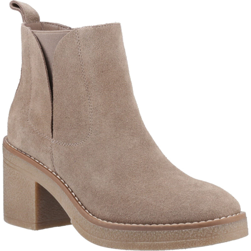 (Brown, 3 (Adults')) Hush Puppies Felicia Suede Women's Taupe Heeled Chelsea Boots