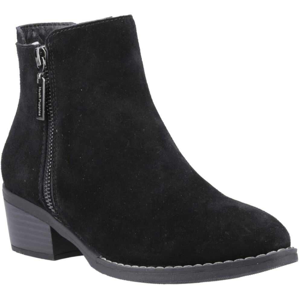 (Black, 8 (Adults')) Hush Puppies Ingrid Suede Women's Black Heeled Ankle Boots