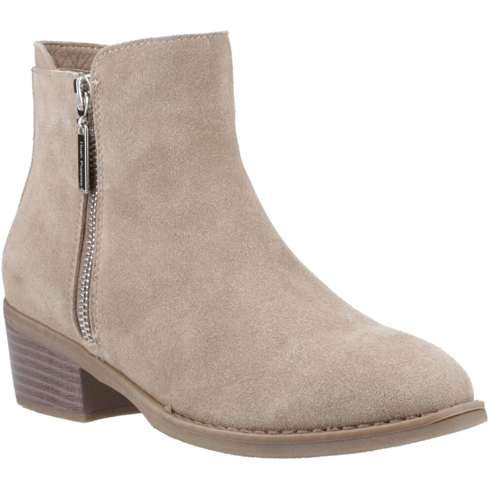 (Brown, 4 (Adults')) Hush Puppies Ingrid Suede Women's Taupe Heeled Ankle Boots