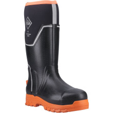 (Black, 13 (Adults')) Muck Boots Grit S5 Rubber Men's Black/Orange Wellington Boots