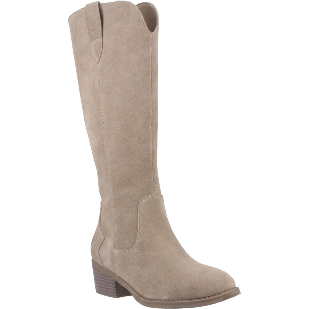 (Brown, 3 (Adults')) Hush Puppies Isabella Suede Women's Taupe Heeled Knee High Boots
