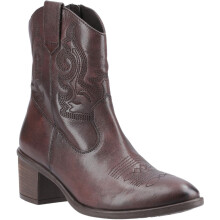 (Brown, 4 (Adults')) Hush Puppies Wynn Leather Women's Chocolate Heeled Ankle Boots