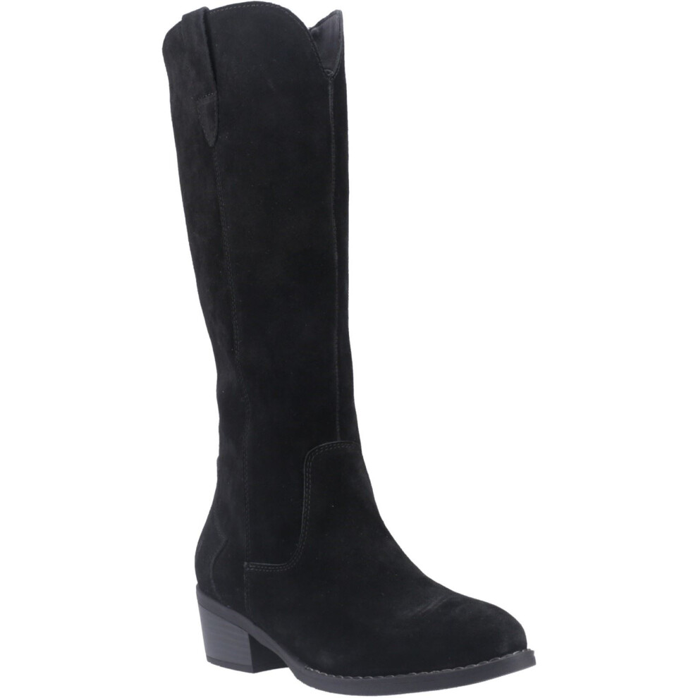 (Black, 3 (Adults')) Hush Puppies Isabella Suede Women's Black Heeled Knee High Boots