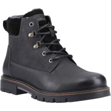 (Black, 8 (Adults')) Hush Puppies Pier Leather Men's Black Ankle Boots