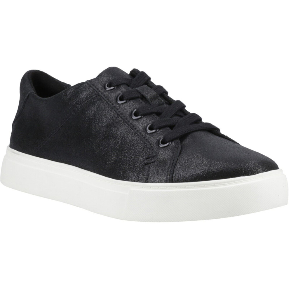 (Black, 4 (Adults')) TOMS Kameron Lace-Up Leather Women's Black Metallic Trainers
