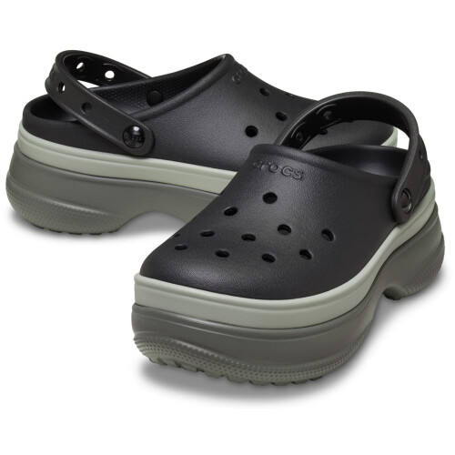 Crocs (Black, 4 (Adults')) Crocs Classic Stacked Thermoplastic Black Clogs 2