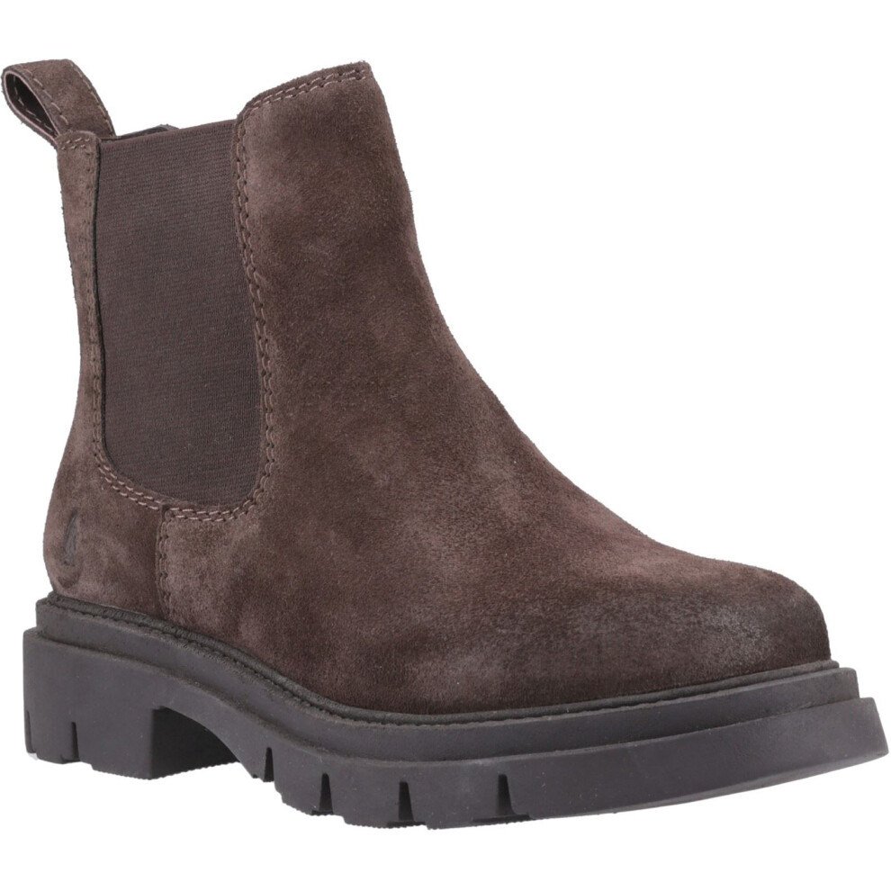 (Brown, 4 (Adults')) Hush Puppies Raya 2 Chelsea Boot Leather Women's Brown Flat Chelsea Boots