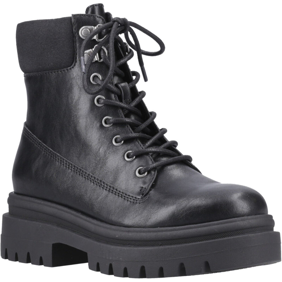 (Black, 4 (Adults')) Rocket Dog Danie Faux Leather Women's Black Heeled Mid Calf Boots