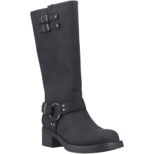 (Black, 8 (Adults')) Rocket Dog Nash Faux Leather Women's Black Heeled Knee High Boots