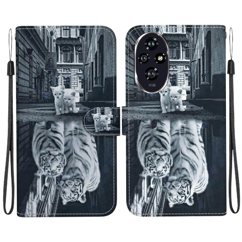 (C6) Case For Honor 200 5G Wallet Pu Leather Card Slots Magnetic Closure Butterfly Flower Painted 764563589265