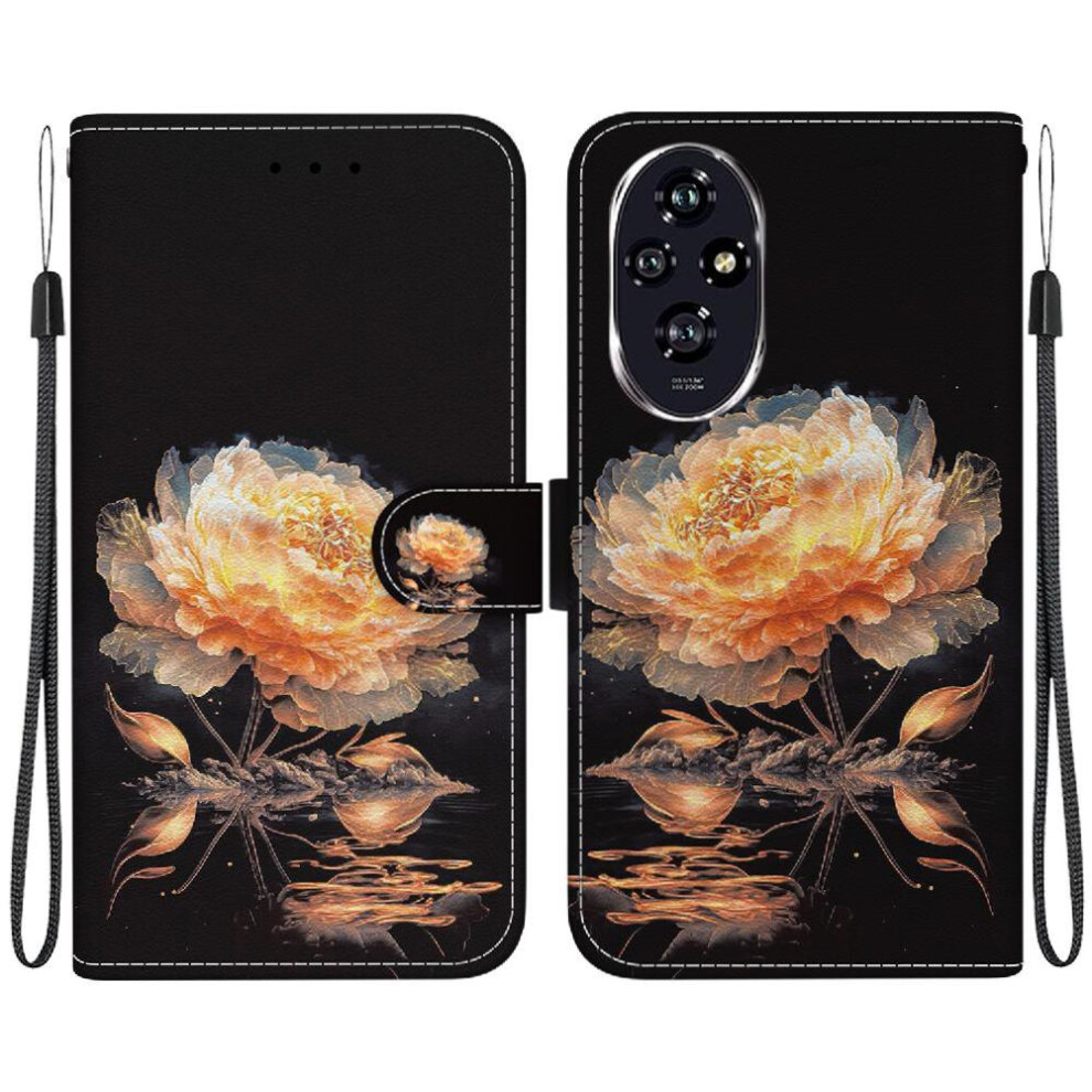 (C2) Case For Honor 200 5G Wallet Pu Leather Card Slots Magnetic Closure Butterfly Flower Painted 764563589227
