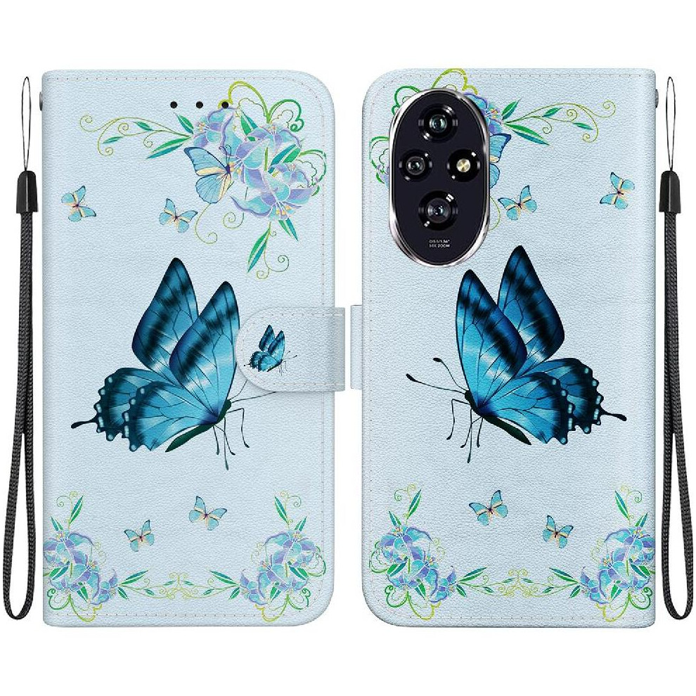 (C11 ) Case For Honor 200 5G Wallet Pu Leather Card Slots Magnetic Closure Butterfly Flower Painted 764563589319