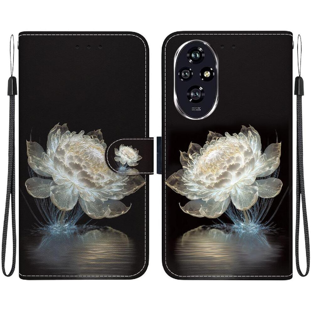 (C3 ) Case For Honor 200 5G Wallet Pu Leather Card Slots Magnetic Closure Butterfly Flower Painted 764563589234