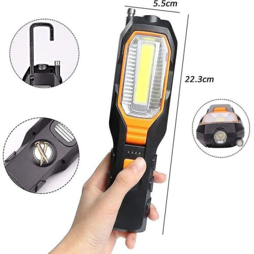 LED Work Light Rechargeable Cob Inspection Light, Portable Handheld USB Flashlight Flashlight Rotata 1
