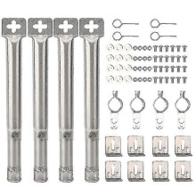 (As show, One size) 4pcs Universal Adjustable Stainless Steel Bbq Gas Grill Replacement Straight Pipe Tube Burner Barbe